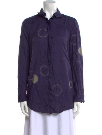 Akris Punto Printed Mock Neck Button-Up Top