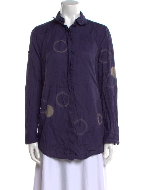 Akris Punto Printed Mock Neck Button-Up Top