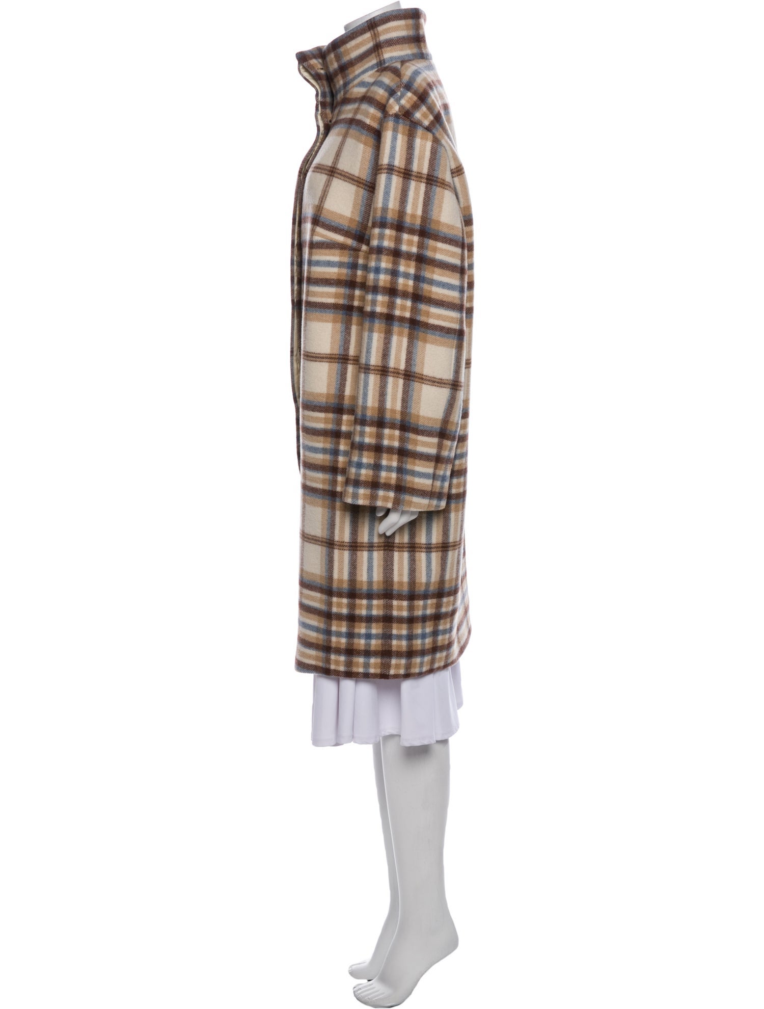 Akris Punto Wool Plaid Print Coat
