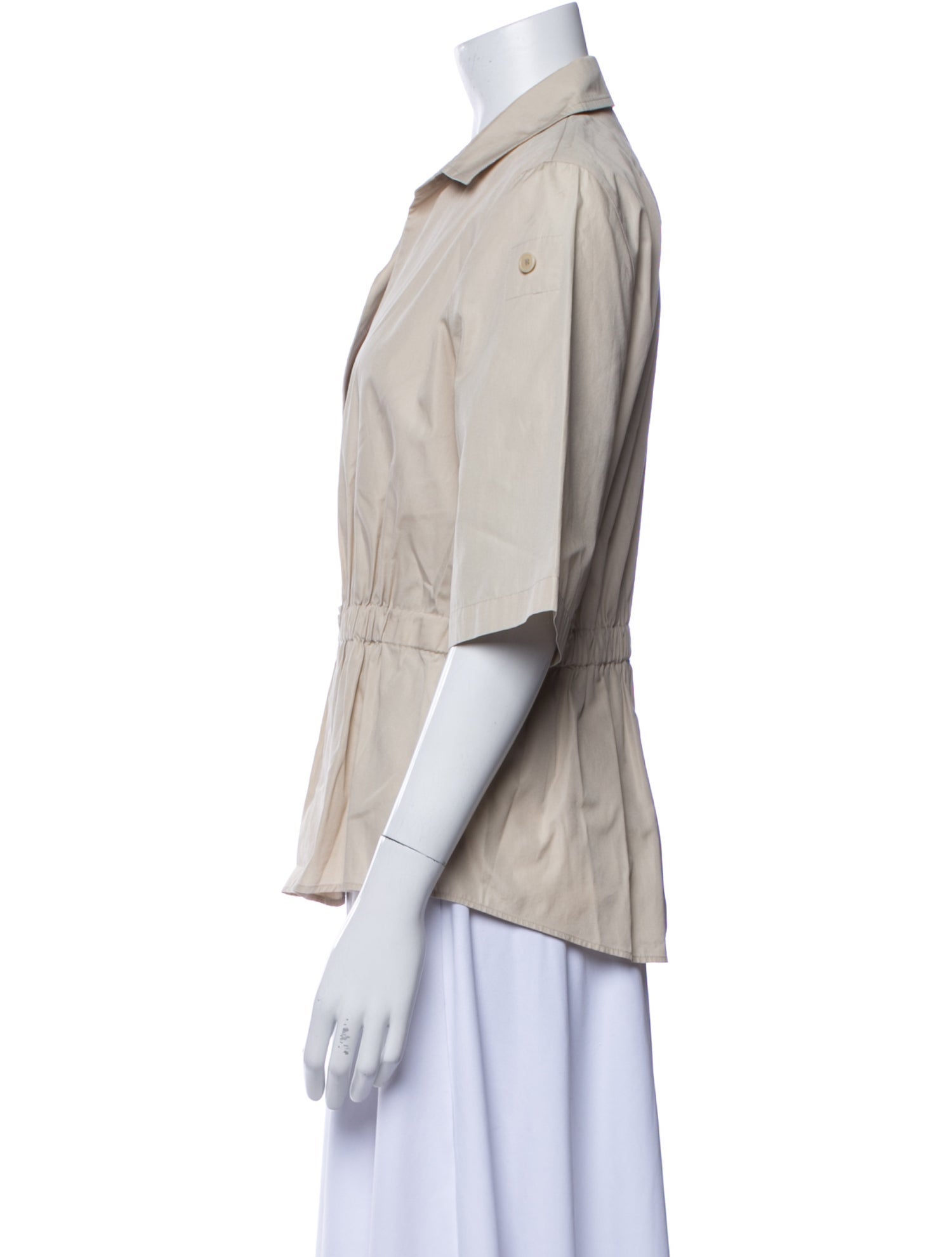 Akris Punto Three-Quarter Sleeve Button-Up Top