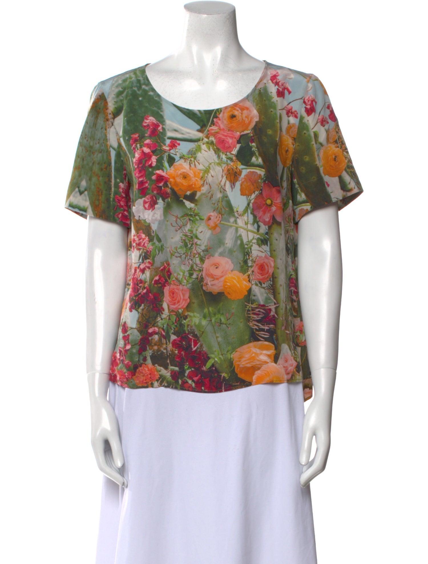 Akris Punto Silk Floral Print T-Shirt