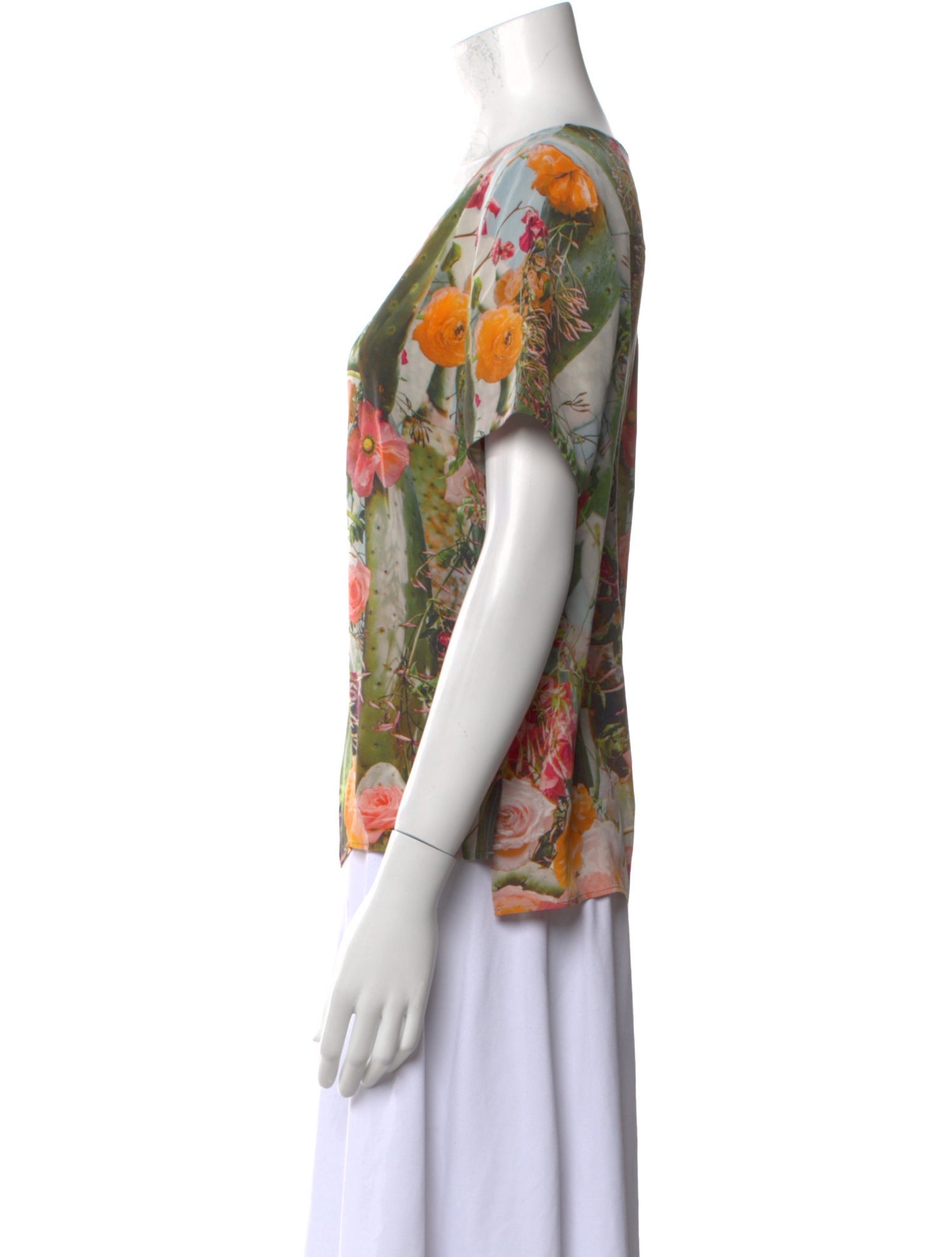 Akris Punto Silk Floral Print T-Shirt