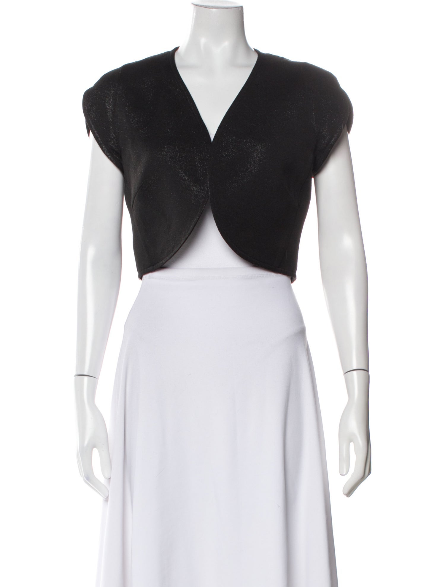 Akris Punto V-Neck Short Sleeve Crop Top