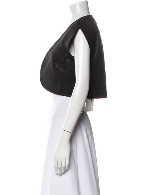 Akris Punto V-Neck Short Sleeve Crop Top