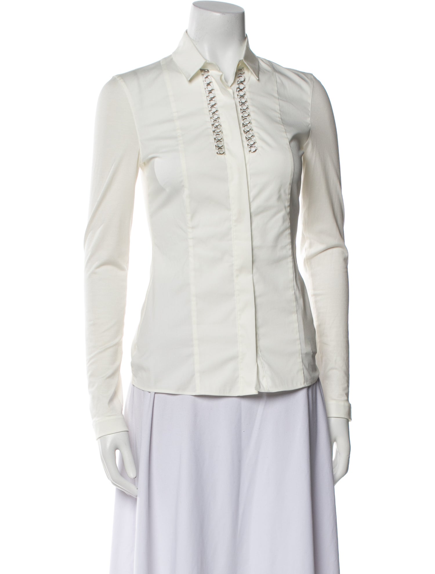 Akris Punto Long Sleeve Button-Up Top