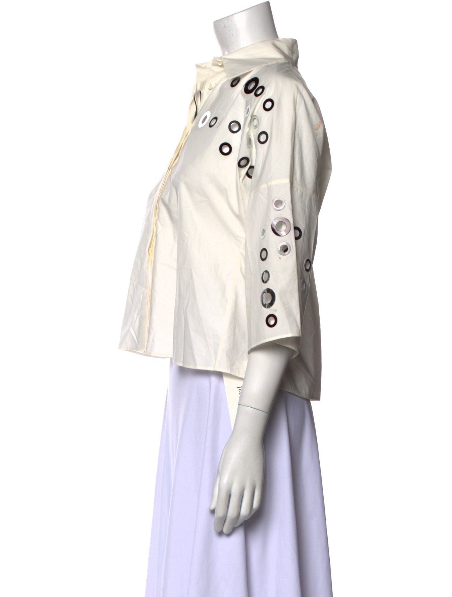 Akris Punto Printed Three-Quarter Sleeve Crop Top