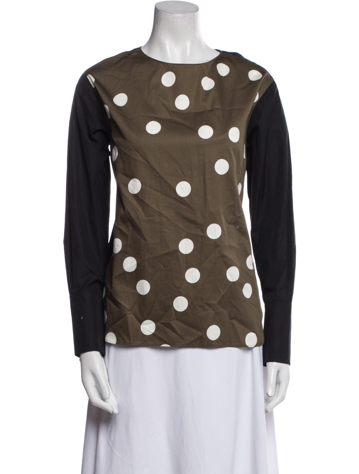 Akris Punto Polka Dot Print Crew Neck Blouse
