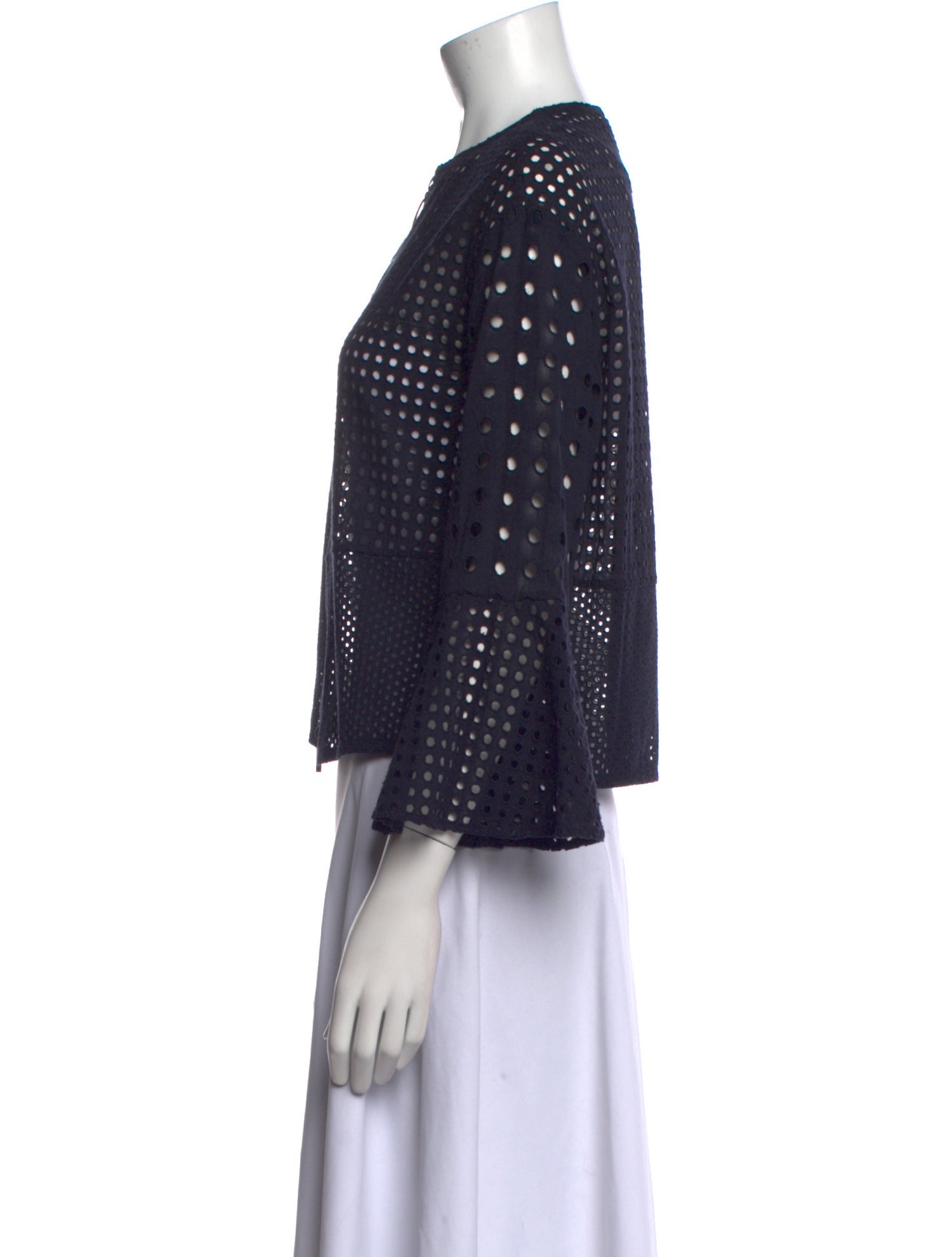 Akris Punto Crew Neck Three-Quarter Sleeve Crop Top