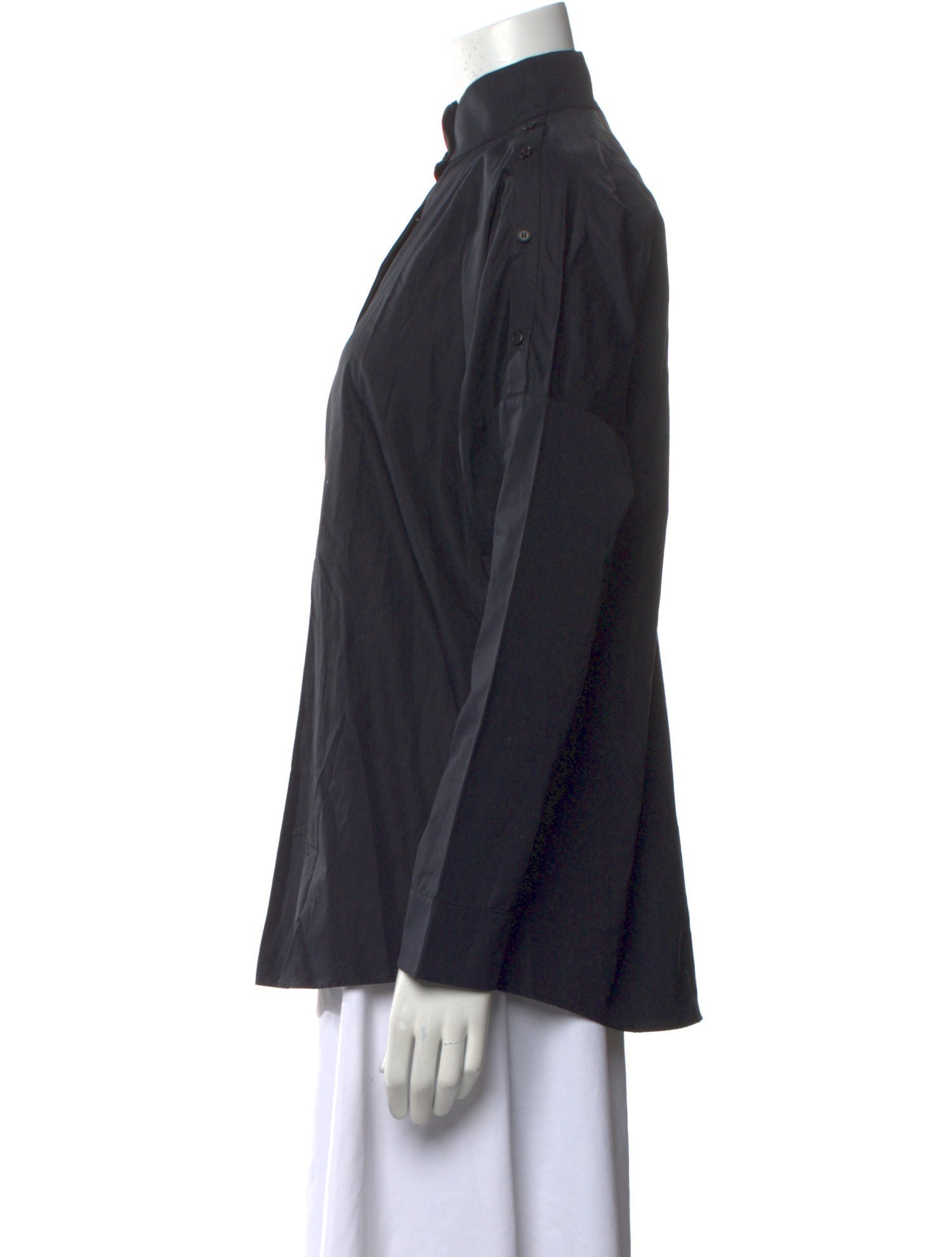 Akris Punto Mock Neck Long Sleeve Button-Up Top