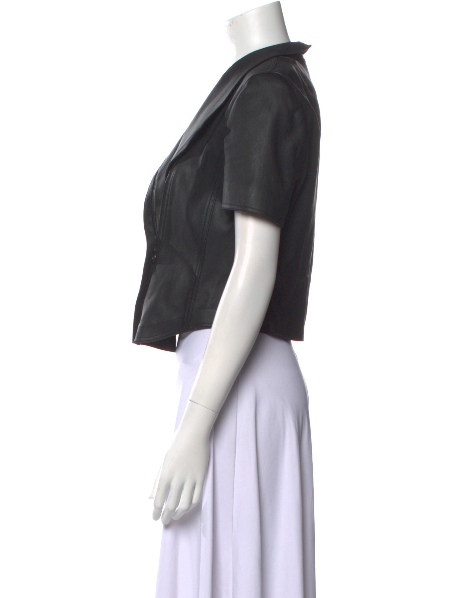 Akris Punto Lamb Leather V-Neck Crop Top