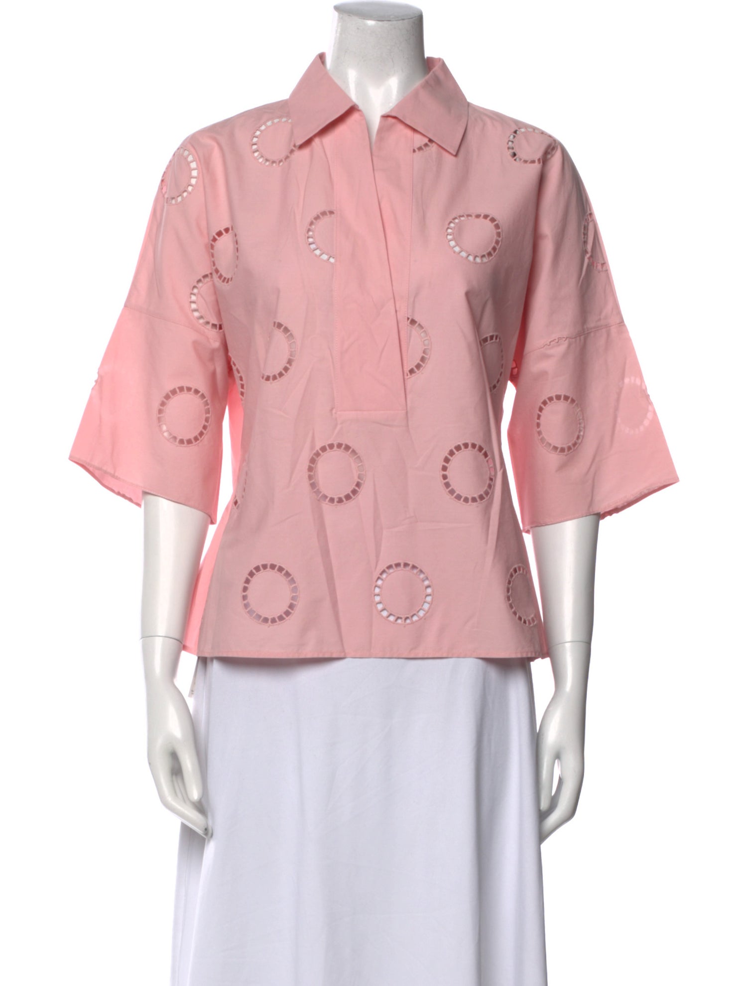 Akris Punto Three-Quarter Sleeve Button-Up Top