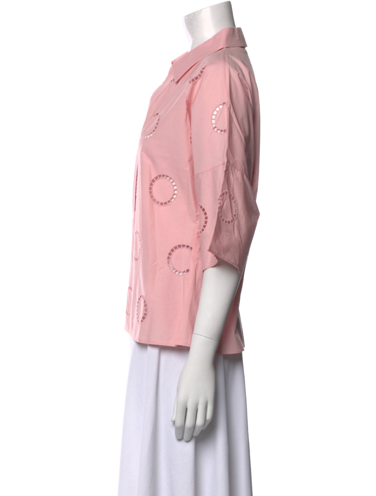 Akris Punto Three-Quarter Sleeve Button-Up Top