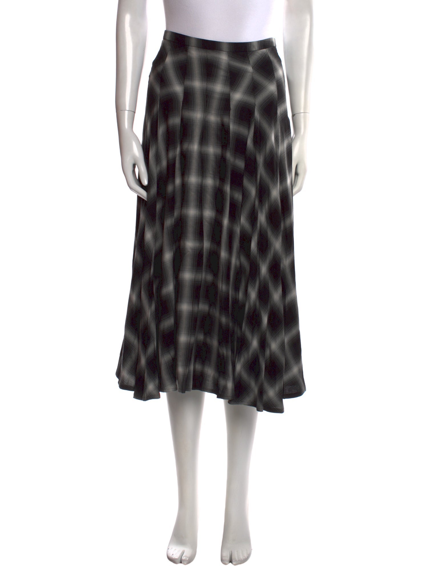 Akris Punto Plaid Print Midi Length Skirt