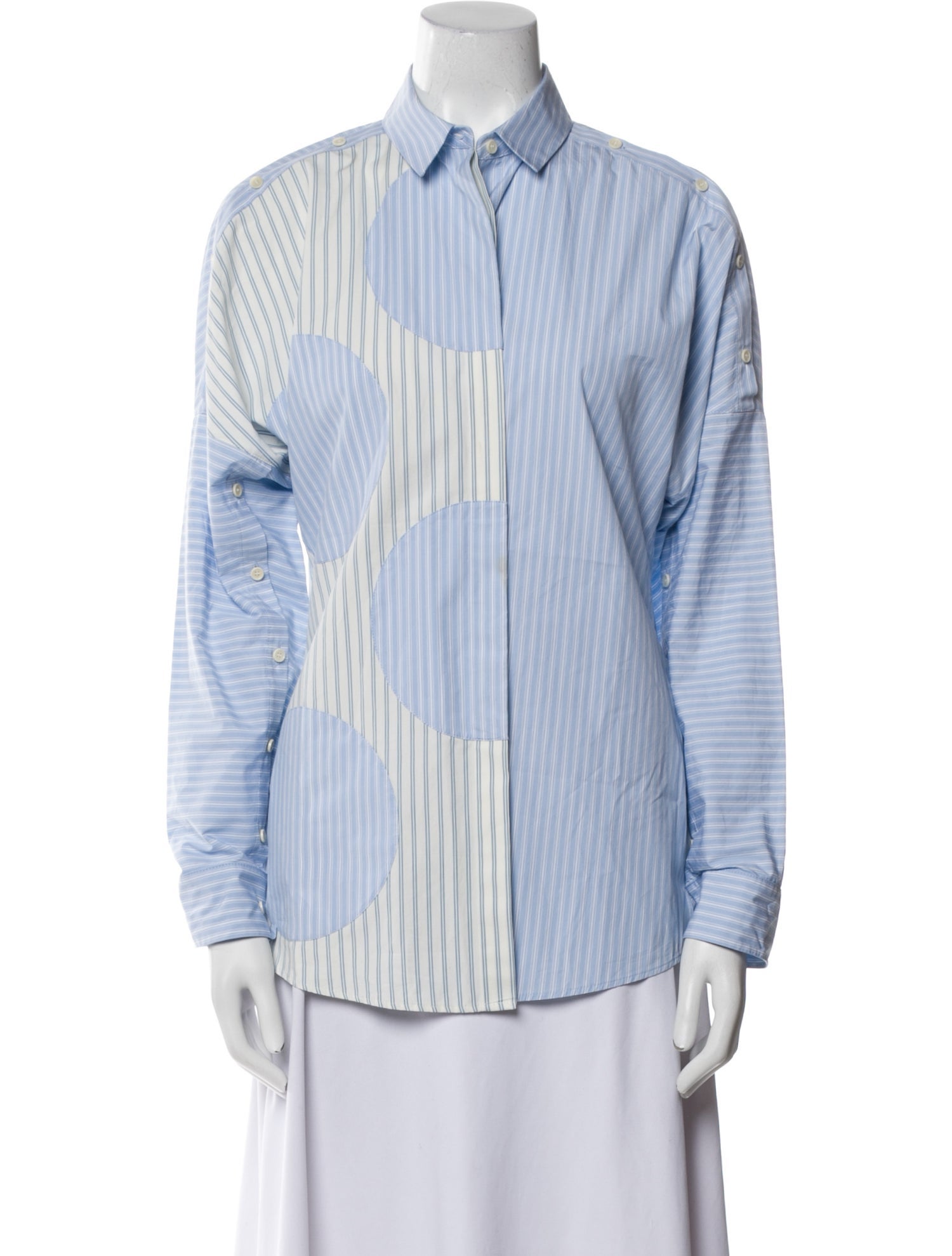 Akris Punto Striped Long Sleeve Button-Up Top