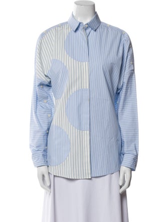 Akris Punto Striped Long Sleeve Button-Up Top