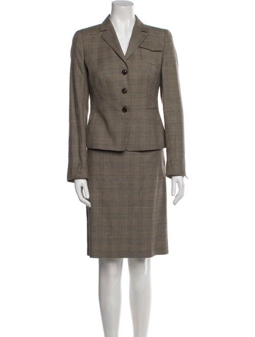 Akris Punto Plaid Print Skirt Suit