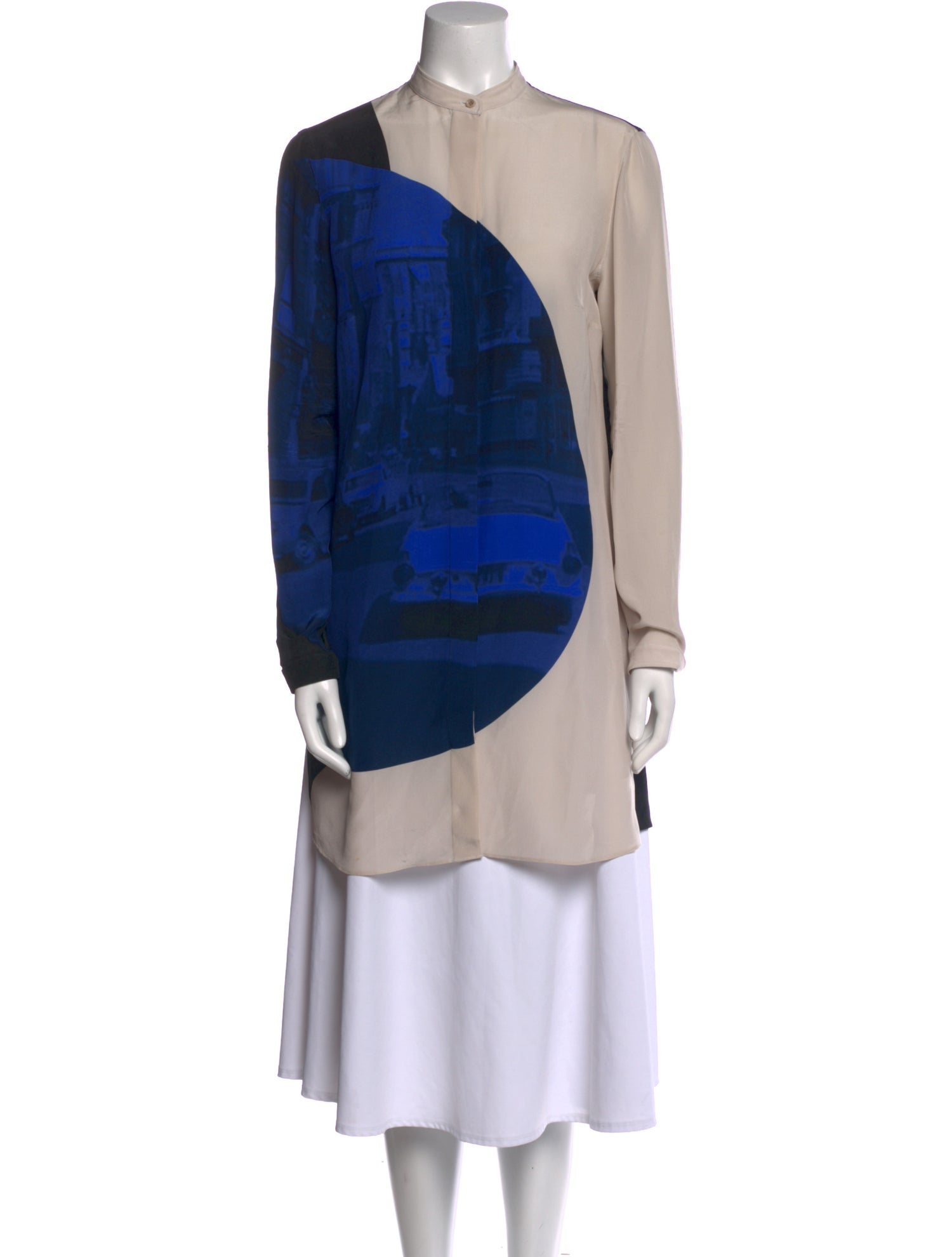 Akris Punto Silk Colorblock Pattern Tunic