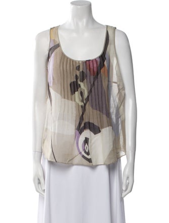 Akris Punto Printed Scoop Neck Top