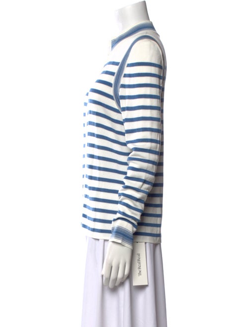 Akris Punto Striped Crew Neck Button-Up Top w/ Tags