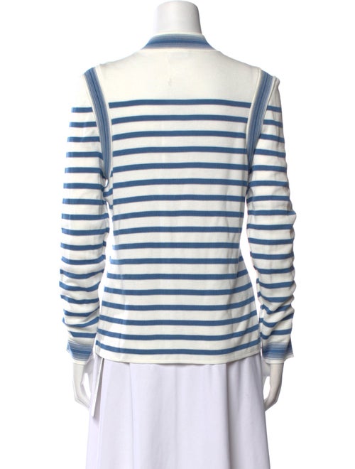 Akris Punto Striped Crew Neck Button-Up Top w/ Tags