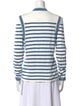Akris Punto Striped Crew Neck Button-Up Top w/ Tags