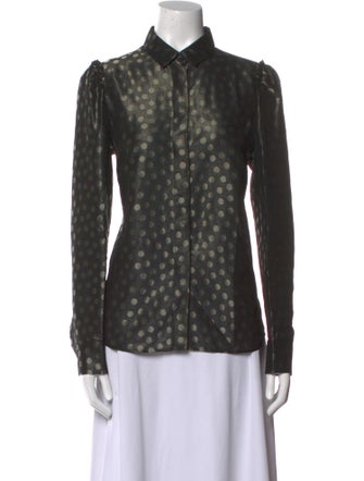 Akris Punto Polka Dot Print Long Sleeve Button-Up Top