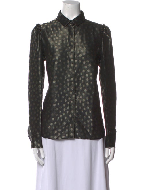 Akris Punto Polka Dot Print Long Sleeve Button-Up Top