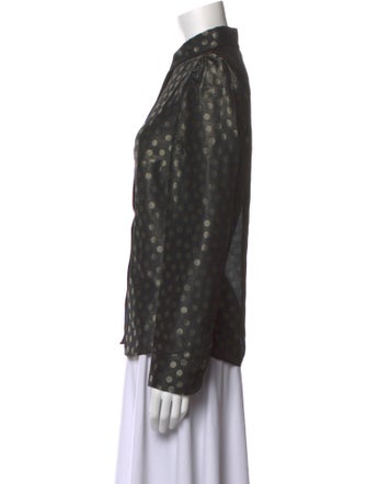 Akris Punto Polka Dot Print Long Sleeve Button-Up Top
