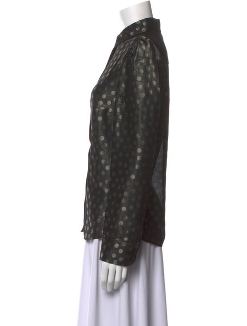 Akris Punto Polka Dot Print Long Sleeve Button-Up Top