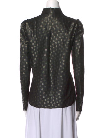 Akris Punto Polka Dot Print Long Sleeve Button-Up Top