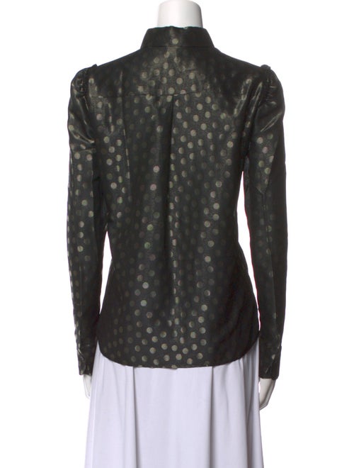 Akris Punto Polka Dot Print Long Sleeve Button-Up Top