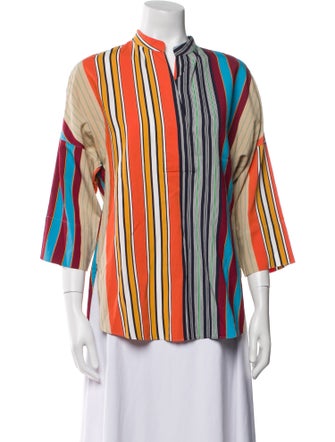 Akris Punto Striped V-Neck Blouse