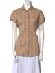 Akris Punto Striped Short Sleeve Button-Up Top