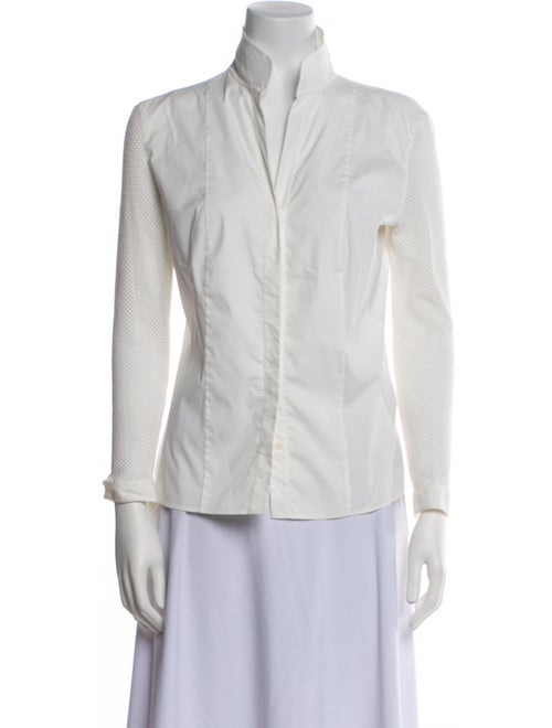 Akris Punto V-Neck Long Sleeve Button-Up Top