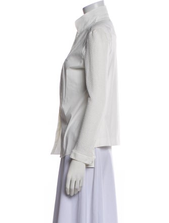 Akris Punto V-Neck Long Sleeve Button-Up Top