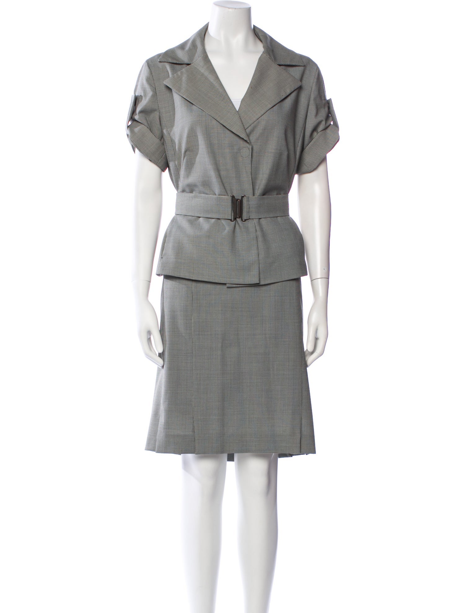 Akris Punto Vintage Plaid Print Skirt Set