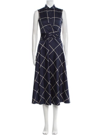 Akris Punto Plaid Print Long Dress