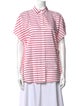 Akris Punto Striped Short Sleeve Button-Up Top