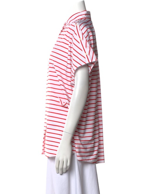 Akris Punto Striped Short Sleeve Button-Up Top