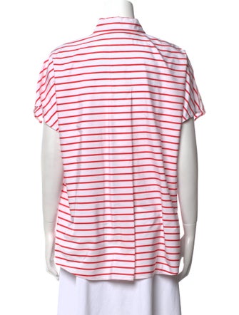 Akris Punto Striped Short Sleeve Button-Up Top