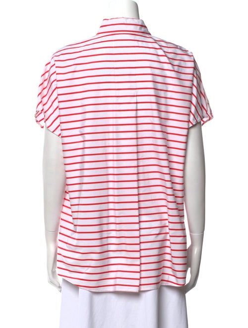 Akris Punto Striped Short Sleeve Button-Up Top
