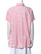 Akris Punto Striped Short Sleeve Button-Up Top
