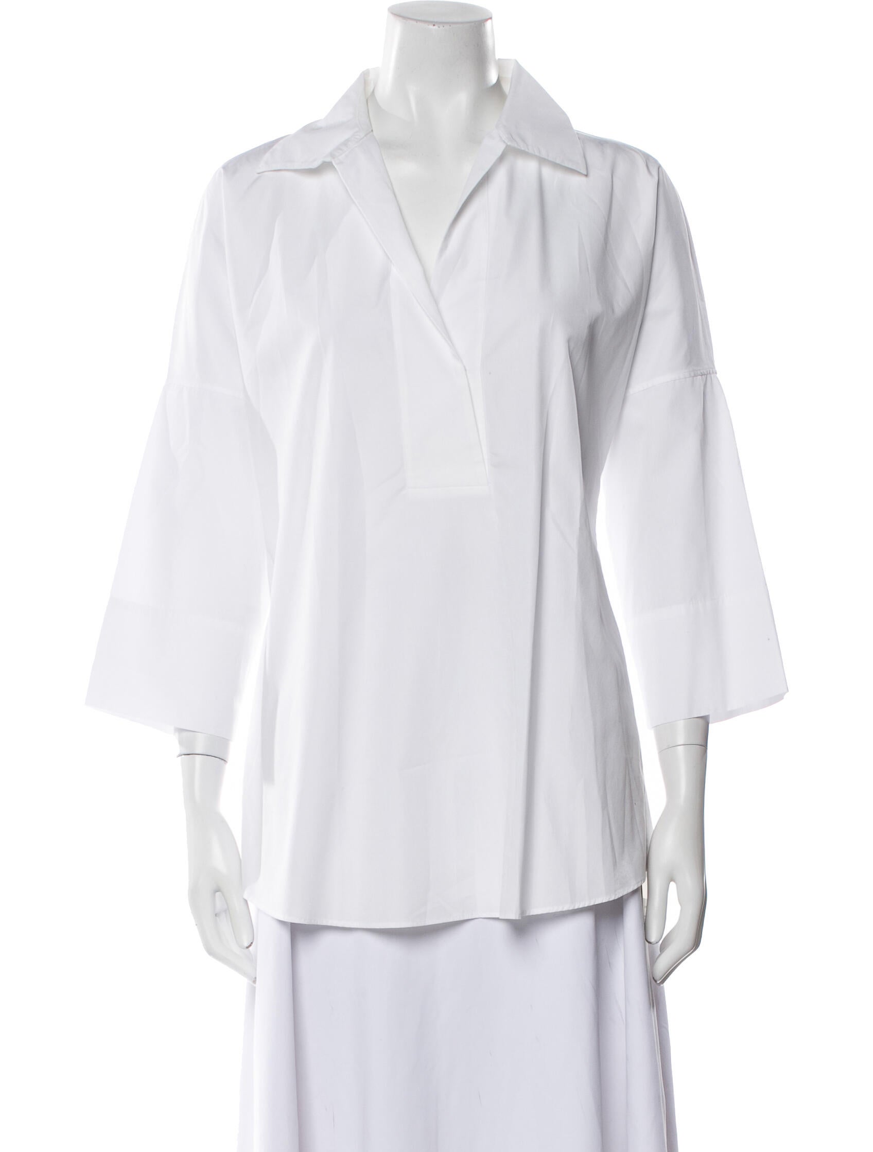 Akris Punto V-Neck Three-Quarter Sleeve Blouse