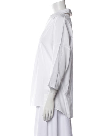 Akris Punto V-Neck Three-Quarter Sleeve Blouse