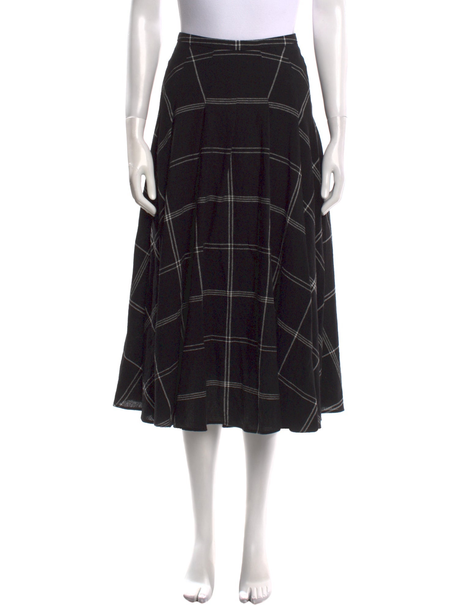 Akris Punto Plaid Print Midi Length Skirt