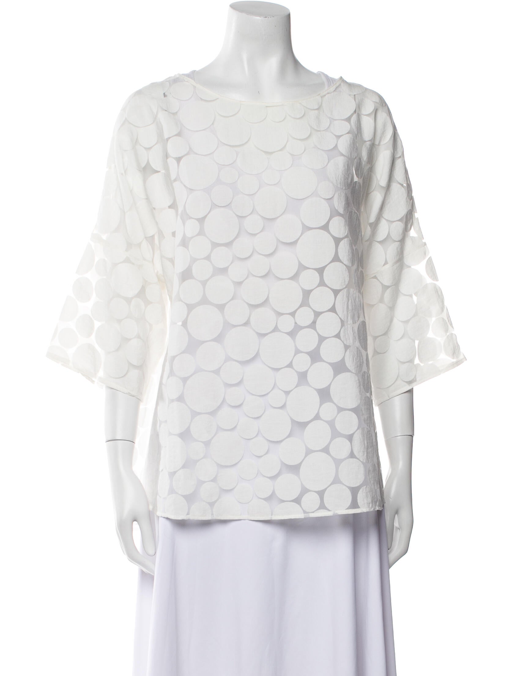 Akris Punto Polka Dot Print Bateau Neckline Blouse