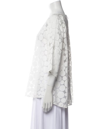 Akris Punto Polka Dot Print Bateau Neckline Blouse