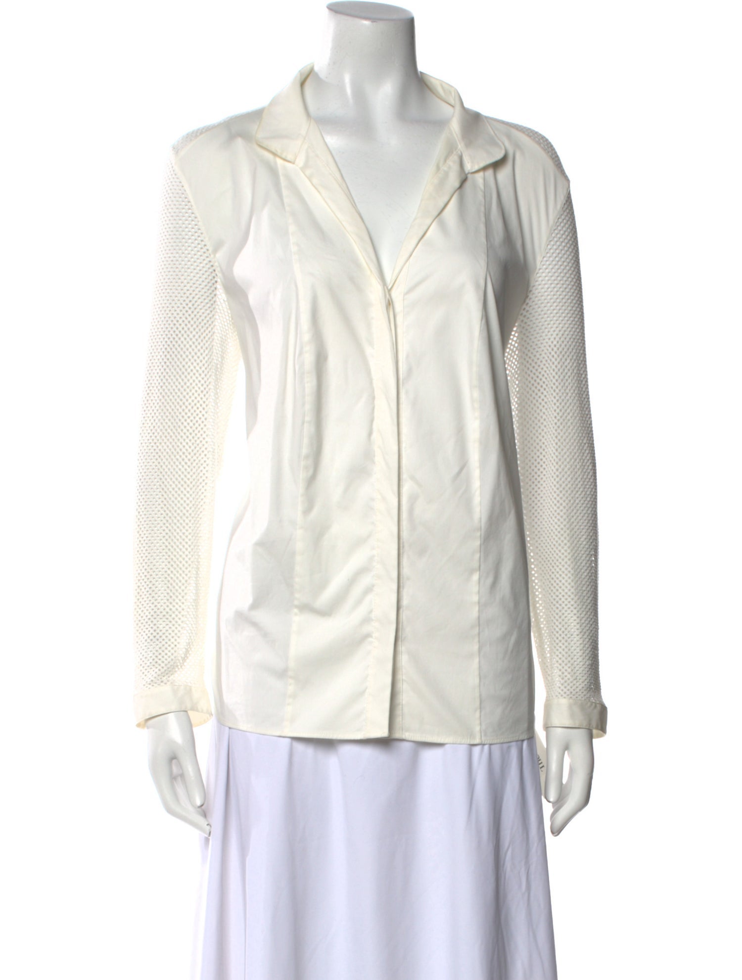 Akris Punto V-Neck Long Sleeve Button-Up Top