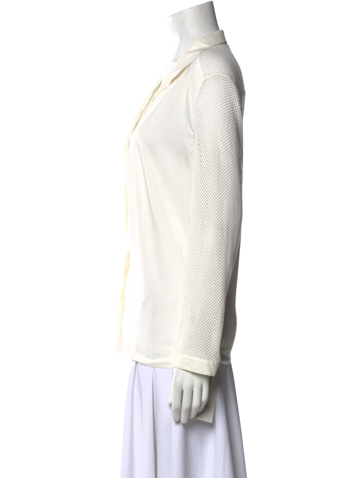 Akris Punto V-Neck Long Sleeve Button-Up Top