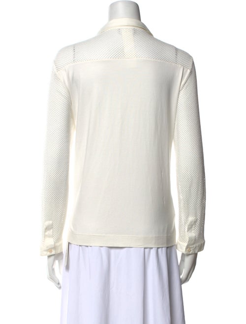 Akris Punto V-Neck Long Sleeve Button-Up Top